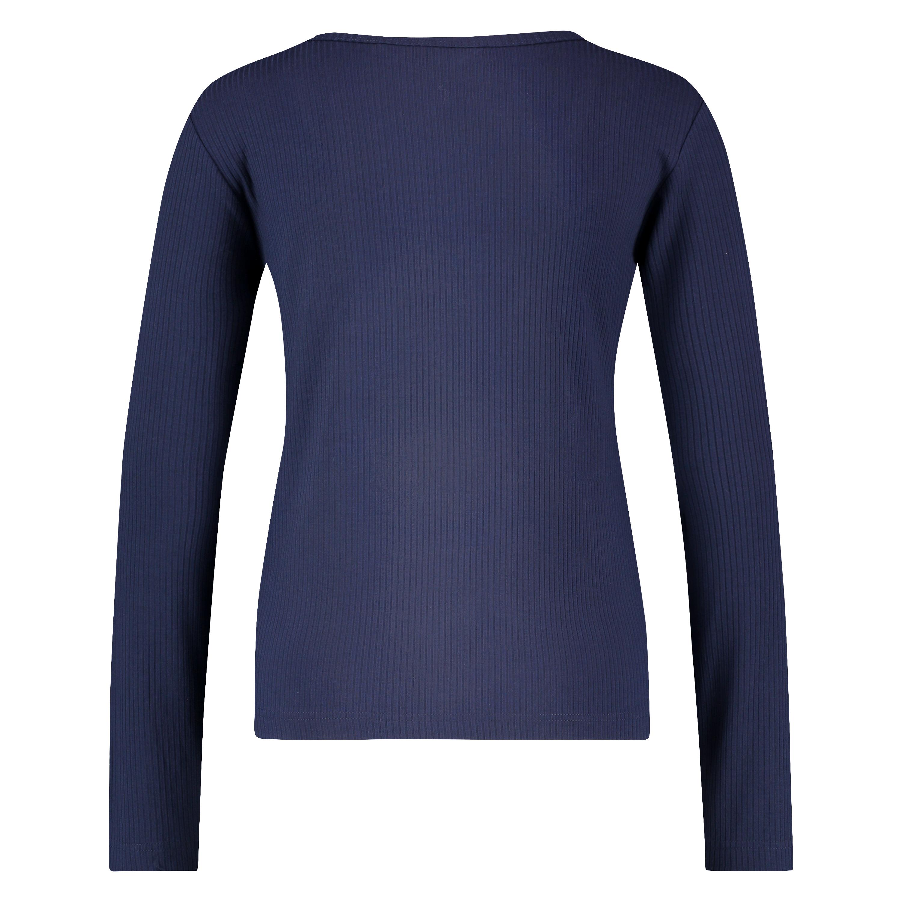 Long-sleeved pyjama top rib keyhole