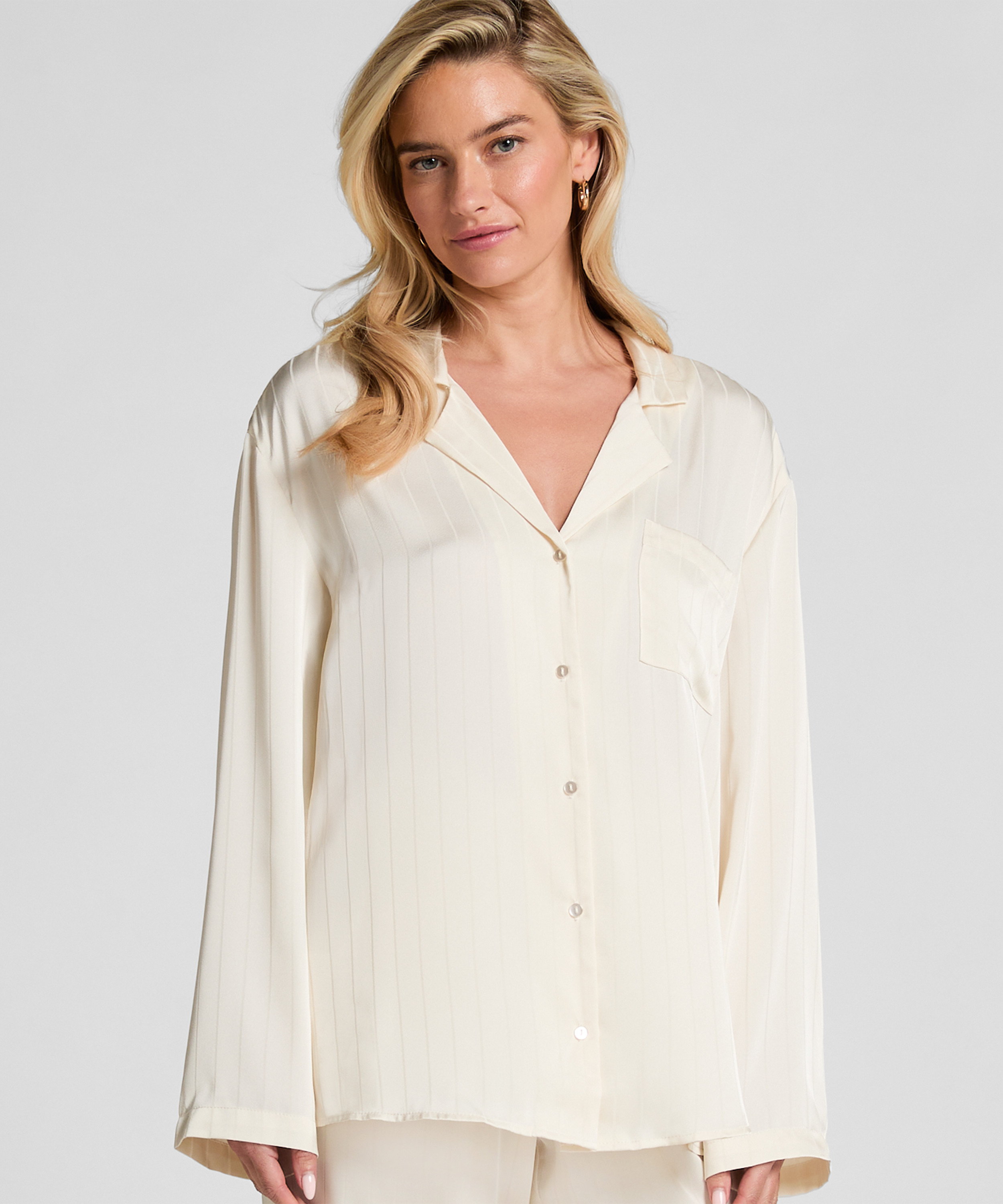 Σατέν Μακρυμάνικο Τοπ Pinstripe